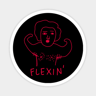 Workout Gym Flexin Funny Whimsical Drawing Magnet